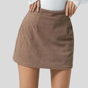 Halara High Waisted Hidden Zipper A-line Corduroy Skirt with hidden shorts